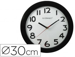 Reloj de pared Q-Connect marco negro 30 cm.